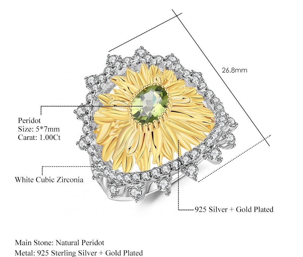 Anillo de flor con Peridoto - Cherine Jewelry