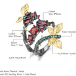 Anillo de mariposas de Granate - Cherine Jewelry