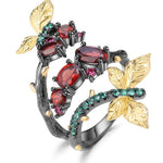 Anillo de mariposas de Granate - Cherine Jewelry