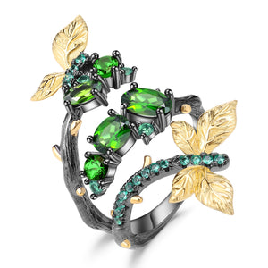 Anillo de mariposas de Diópsido de cromo verde - Cherine Jewelry