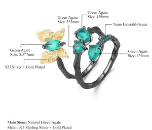 Anillo de mariposa de Ágata verde - Cherine Jewelry