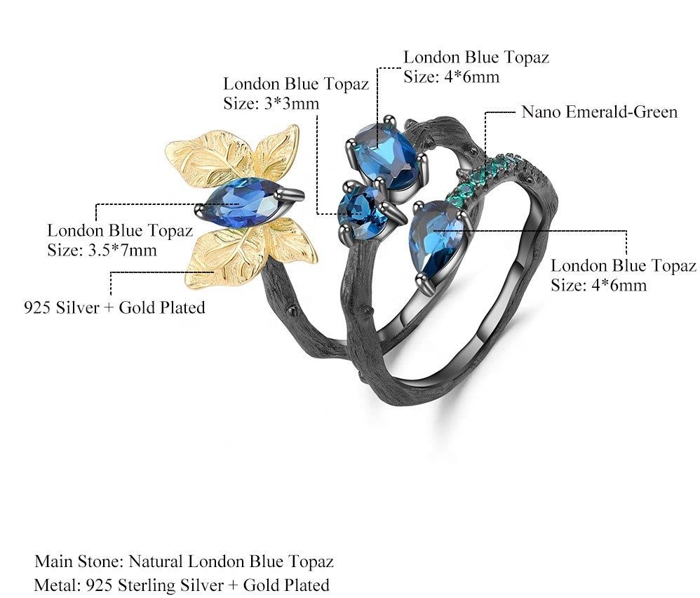 Anillo de mariposa de Topacio Azul London - Cherine Jewelry