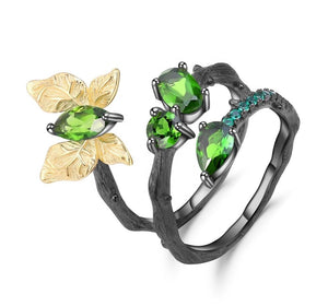 Anillo de mariposa de Diópsido de cromo verde - Cherine Jewelry
