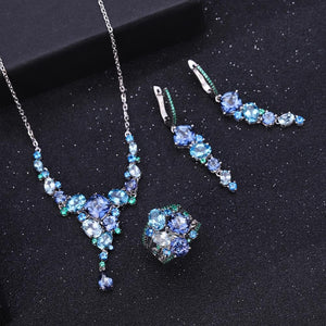 Anillo multi-stone de Cuarzo Místico y Topacio Azul Cielo - Cherine Jewelry