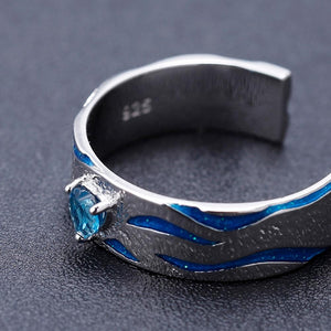 Anillo del Mar con Topacio Azul Suizo y Enamel - Cherine Jewelry