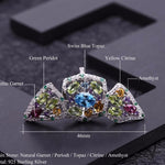 Anillo multi-stone de Granate, Peridoto, Topacio, Amatista y Citrino - Cherine Jewelry