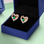 Aretes de corazón verde de cristales Swarovski