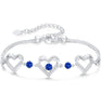 Brazalete de tres corazones azul rey con cristales Swarovski
