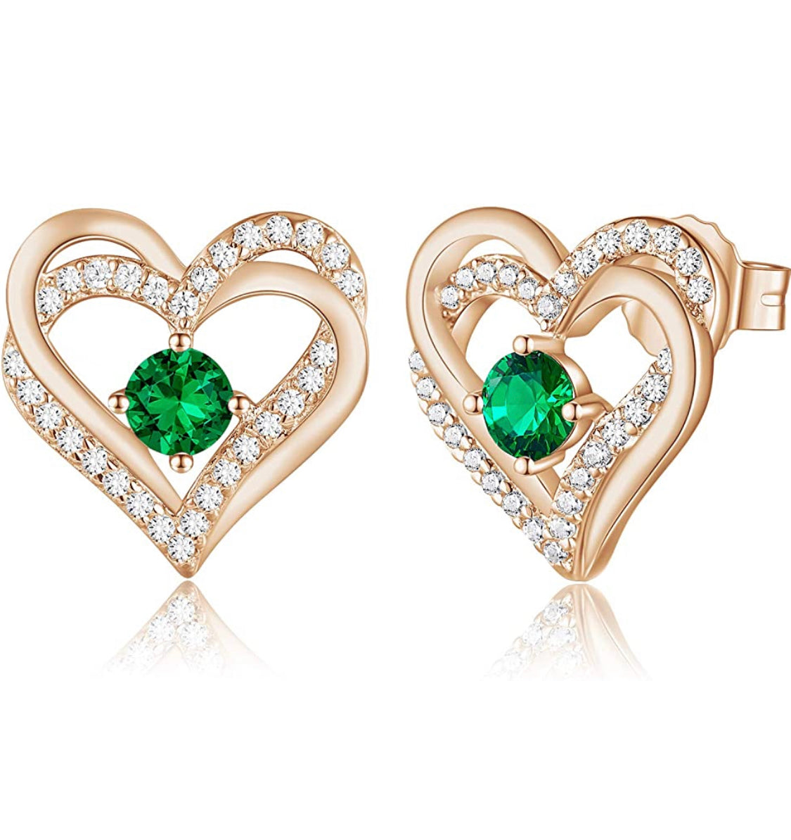 Aretes de corazón verde de cristales Swarovski