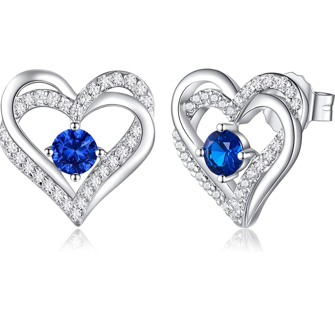 Aretes de corazón azul rey de cristales Swarovski